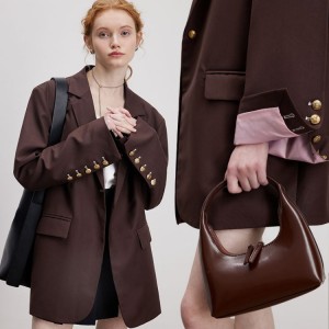 Custom Brown Vintage Blazer Jacket Women