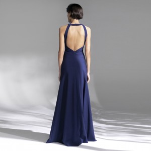 नेव्ही एलिगंट हँगिंग नेक बॅकलेस स्लिम सेक्सी लाँग इव्हनिंग ड्रेस