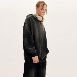 Sudadera con capucha oversize de algodón negro personalizada para homes