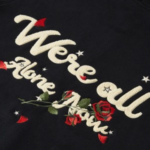Soem-kundenspezifische Rosen-Stickerei-Reißverschluss-mit Kapuze Sweatshirt-Jacke