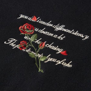 OEM Custom Rose Embroidery Zipper Hooded Sweatshirt ქურთუკი