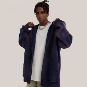 Purpura Gradienta Koloro Vintage Plus Size Zipper Sweatshirt Jacket