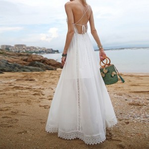 Prancūziška pagal užsakymą pagaminta medvilnės Cami Seaside paplūdimio atostogų suknelė