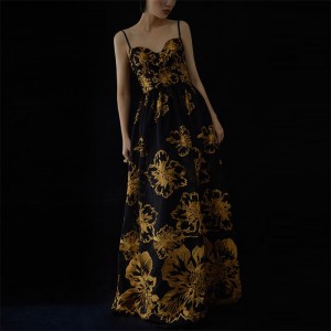 Design Embroidered Party French Halter Long Evening Dress