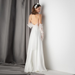 White Lace Mesh Strapless Elegant Bridal Dress
