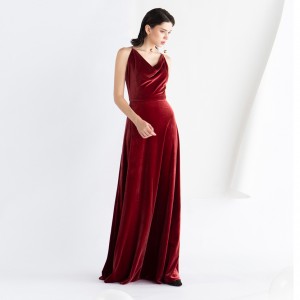 Елегантна старовинна оксамитова вечірня червона довга вечірня сукня