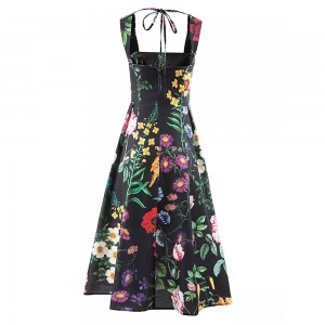 Print Colorblock Midi Fashion Dress Style