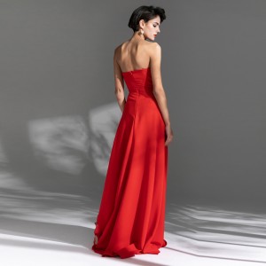 Червена секси екстравагантна булчинска рокля без презрамки