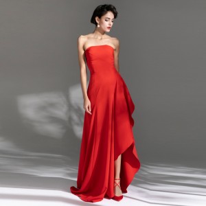 Czerwona bez ramiączek seksowna ekstrawagancka suknia ślubna