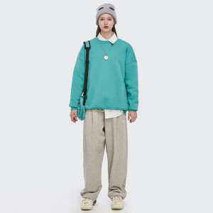 Sstreet Oversize Candy Lliw Crys Chwys Hoodie Rownd Round