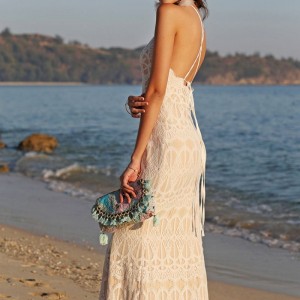 लेस ब्याकलेस सेक्सी स्ट्र्यापलेस समुद्री किनारको पोशाक