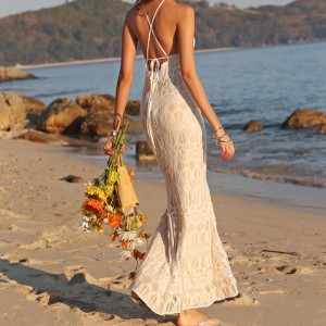 Lace Backless Sexy Strapless Beach Dress