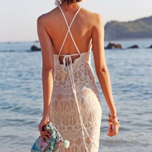 Lace Backless Sexy Strapless Seaside Beach Dress