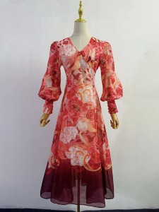 Colorblock Printing Elegant Party Wear Dress Ma...