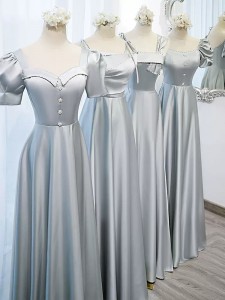 Gray Satin Bridesmaid Custom Prom Dress Maker