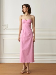 Pink Hollow Out Party Sling New Style Dress For Woman