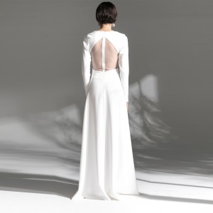 Witte strapless elegante maxi receptie bruidsjurk