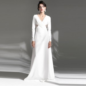 თეთრი Strapless ელეგანტური Maxi საქორწილო კაბა