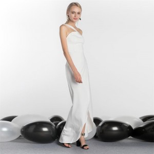 Party Banquet White One Shoulder Sexy Slit Long Evening Dress