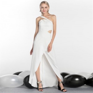 Party Banquet White One Shoulder Sexy Slit Long Owend Kleed