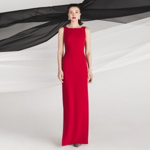 लाल लक्ज़री डिज़ाइन पार्टी ब्राइडल इवनिंग स्लिट ड्रेस