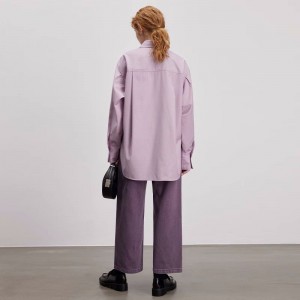 Purple High Waist Straight Jeans Woman