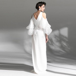 Rochie de seara lunga fara bretele cu design minimalist