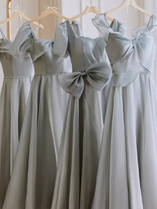 Grey Lace Design Simple Party Wear Dress