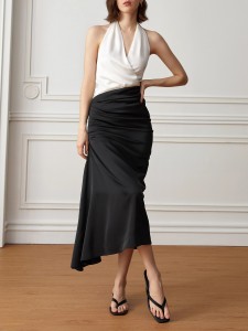 Black Irregular Pleated Skirt Manufacturer