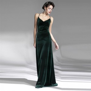 Vintage Velvet French Elegance Luxury Emerald Long Evening Dress