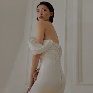 White Matte Satin Bespoke Elegant One Shoulder Long Gown