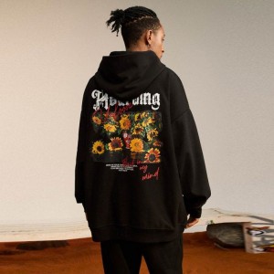 Daisy Print Terry Hip-Hop Sweatshirt Jacket Hoodie