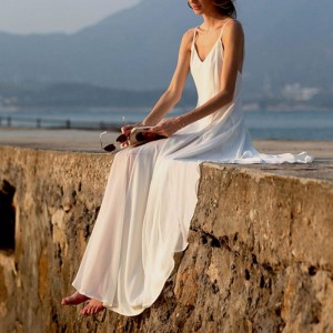 White Beach Travel Vacation Seaside Cami Dress