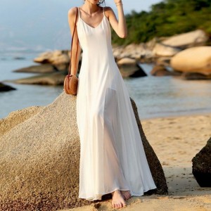 Valge rannareiside mereäärne Cami kleit