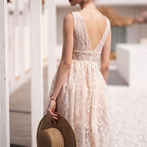 Luxury Organza Elegant Backless French Lace Dress