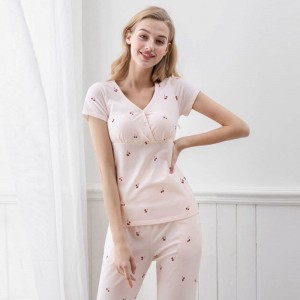 100 Cotton Nursing Clothes Sleep T-Shirt Top ເຄື່ອງນຸ່ງແມ່