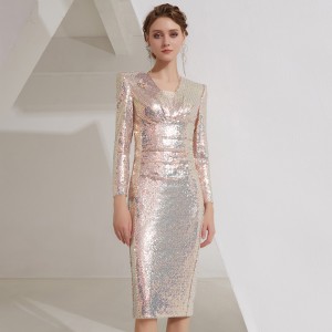 Pink Luxury Elegant Sequin Birthday Party Dress
