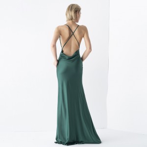 Tencel Satin French Elegance Avocado Green Camisole Dress