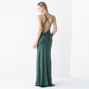 Tencel Saténové francúzske elegantné avokádové zelené košieľkové šaty