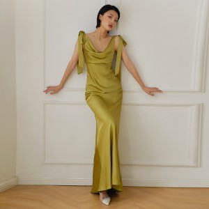 Green Luxury Custom Design Tencel Party Maxi Dress