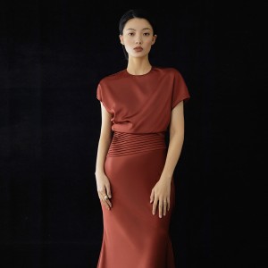 デザイン ブルゴーニュ テンセル パーティーの長さのイブニング ドレス