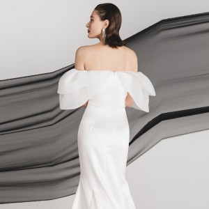 Biele svadobné svadobné šaty Elegantné spoločenské večerné šaty