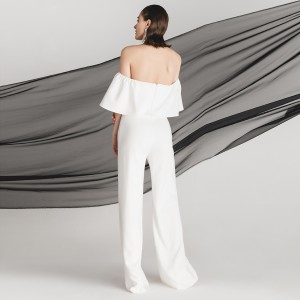 Hvit tilpasset stroppeløs sløyfe Elegant jumpsuit
