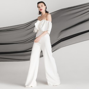 Hvid brugerdefineret stropløs sløjfe Elegant jumpsuit