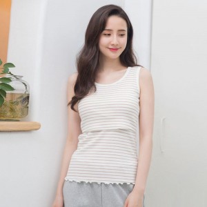 100 Cotton Nursing Tops Striped Simple Maternity Clothes