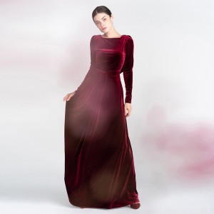 Kırmızı Elegant Vintage Kadife Uzun Abiye Elbise