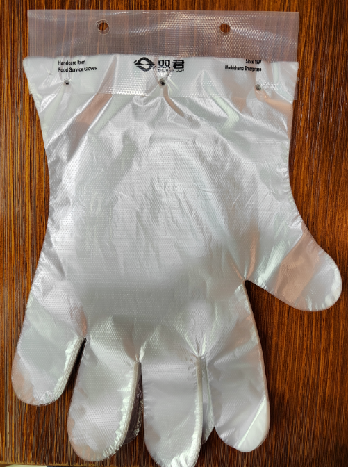 New design of hanger gloves with plastic film clip