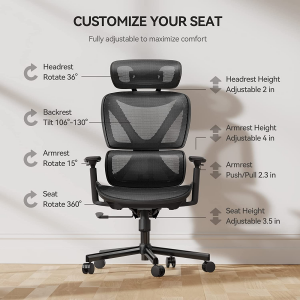 Sedia in rete dal design ergonomico per l'home office