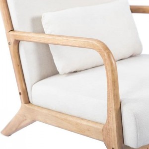 Крісло з лляною оббивкою з масиву дерева з подушкою