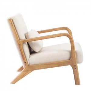 Πολυθρόνα με μαξιλάρι με επένδυση από μασίφ ξύλο
